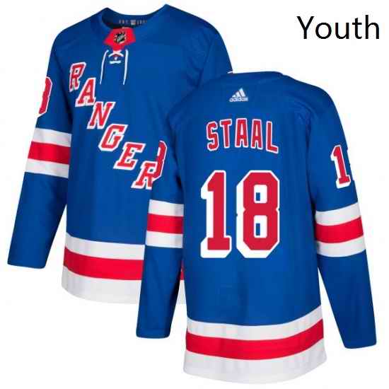 Youth Adidas New York Rangers 18 Marc Staal Authentic Royal Blue Home NHL Jersey